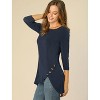Allegra K Women's 3/4 Sleeve Round Neck Button Decor Casual Stretchy Tunic Tops - 2 of 4