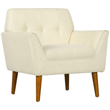 HOMCOM Traditional Living Room Chair, Armchair with Button Tufted Polygonal Straight Back, Single Sofa with Thick Padding