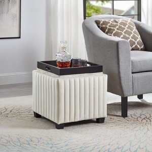 Ottoman with Storage, Storage Ottoman Bench with Safety Hinge, Upholstered Entryway Bench with Seating for Bedroom, Living Room, Beige - 1 of 4
