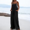 Women's Wide Leg Overalls Adjustable Strap Pockets Side Slit Casual Loose Fit Jumpsuit - 2 of 4