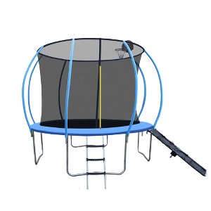 VYNXARIA 10FT Pumpkin-Shaped Trampoline with Enclosure, Slide, and Basket Board - 1 of 4