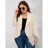 Women's Ruffled Hem Blazer Cardigan, Single-Button Lapel Jacket with 3/4 Sleeves for Casual & Office Wear - 2 of 4