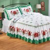 Collections Etc Cardinal Holly Ruffled Poinsettia Edge Bedspread - 2 of 3