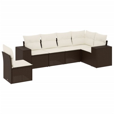 vidaXL Garden Sofa Set Brown PE Rattan Large Modular Garden Sofa Set