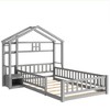 CAVINAS Twin Size Wood Montessori Bed with House Shape Headboard,Modern Floor Bed with Nightstand and Guardrails,Toddler Bed for Bedroom - 4 of 4