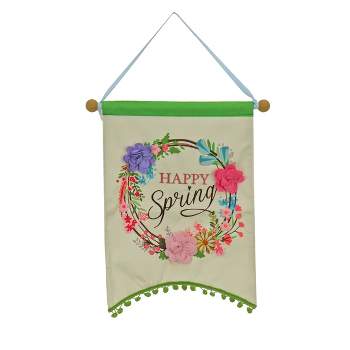 National Tree Company Happy Spring Hanging Banner Decoration, White, Easter Collection, 18 Inches