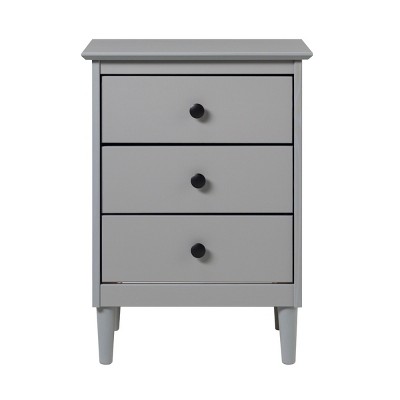 GlasFlength Nightstands Modern Nightstand Bedroom Nightstand Elegant Bedside Table with 3 Drawers for Living Room, Gray, 19"*15"*25"