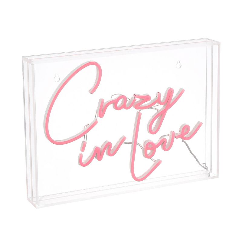 14&#34; x 10&#34; Crazy in Love Contemporary Glam Acrylic Box USB Operated LED Neon Light Red - JONATHAN Y, 2 of 7