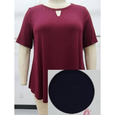 GRACE & GRANDEUR Women's Plus Size Keyhole V Neck Short Sleeve Swing Casual Knit Blouses