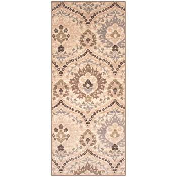 Rustic Floral Damask Washable Non-Slip Indoor Area Rug by Blue Nile Mills