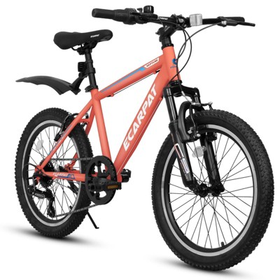 VisioGear Kids Bicycle 20 Inch Kids Montain Bike Gear 7 Speed Bike for Boys and Girls, Orange, 55.5*25*32