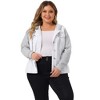 Agnes Orinda Women's Plus Size Denim Hood Layered Drawstring Fall Winter Button Pockets Jean Jackets - 2 of 4
