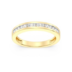 GILDED 1, 1/2, 1/4, 1/10 Carat Total Weight Lab Grown Diamond Stackable Anniversary Band Rings in 14KT Gold Plated Over 925 Sterling Silver, Size 7 - 1 of 4