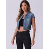INSPIRE CHIC Women's Summer Denim Button Down Short Sleeve Cropped Jean Jackets - 3 of 4
