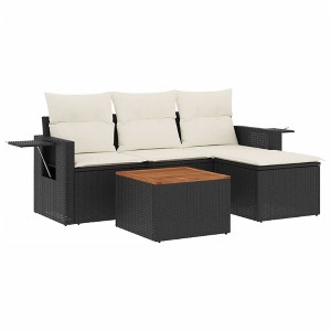 vidaXL 5 Piece Patio Sofa Set with Cushions - Black and Cream - 1 of 4
