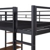 NicBex Full Size Bunk Bed with Desk Metal Frame Bed Frame with 2 Shelves, Full Length Guardrails and 2 Ladders, No Box Spring Required - 4 of 4