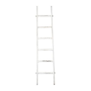 Sagebrook Home Tall Blanket Ladder, Decorative Freestanding Wooden Ladder For Quilt Storage, White, 19 L x 2 W x 76 H Inches - 1 of 4