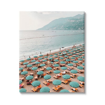 Stupell Industries Beach Umbrellas Coastal Vacation Gallery Wrapped Canvas Wall Art
