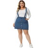 Agnes Orinda Women's Plus Size Suspender Adjustable Strap Cross Back Mini Denim A-Line Skirts - 3 of 4