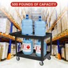 2-Tier Utility Service PP Cart,Heavy Duty Rolling Cart with Brake Wheels, Rolling Caster,Two Trays for Restaurant,Office,Garage,500LB Capacity - 4 of 4