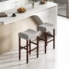 Tangkula Set of 4 Bar Stools Bar Height Saddle Kitchen Chairs w/ Wooden Legs Gray - 2 of 4