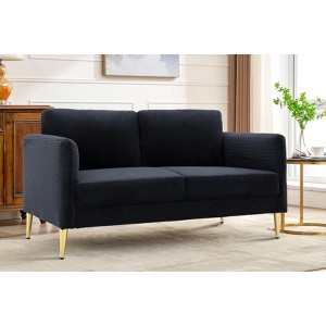 Okak Modern Plush Upholstered Corduroy Loveseat with Solid Wood Frame,Compact Sofa Couch for Living Room,Apartment - 1 of 4