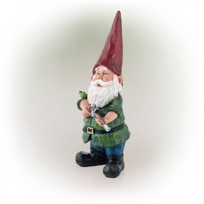 11" Green Polyresin Hunting Garden Gnome Statue