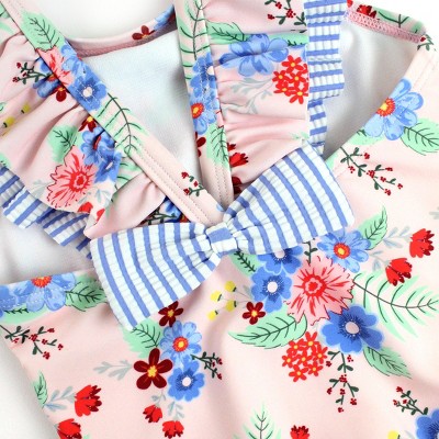 RuffleButts Girls Ruffle V-Back One Piece - Coastal Breeze Floral, Size: 8 — фото 4