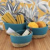 Evideco French Home Goods Set of 3 Stackable Cotton and Seagrass Baskets - Perfect for Home Organization and Stylish Storage - 2 of 4