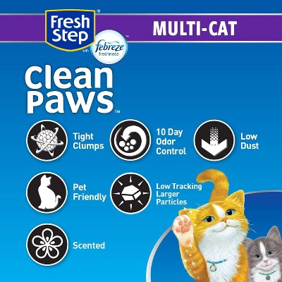 Fresh Step Clean Paws Multi-Cat with the Power of Febreze Scented Clumping Cat Litter - 22.5lbs_13