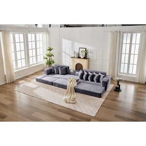 Convertible Corduroy Floor L-Shaped Sectional Sofas Bed with Foldable Mattress, Cloud Couch for Space-Saving and Multi-Functional Use - 1 of 4