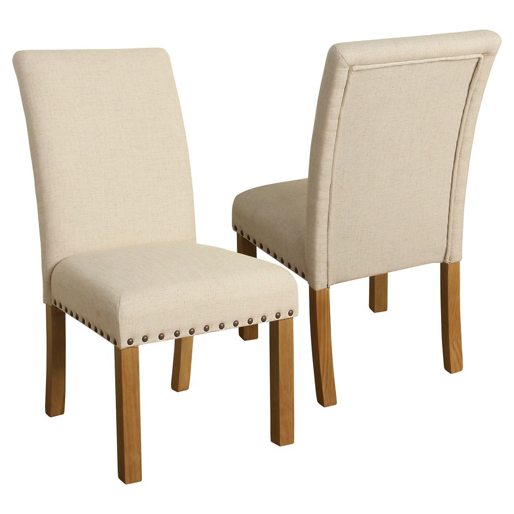 Set of 2 Michele Dining Chair with Nailhead Trim Natural - HomePop was $219.99 now $164.99 (25.0% off)
