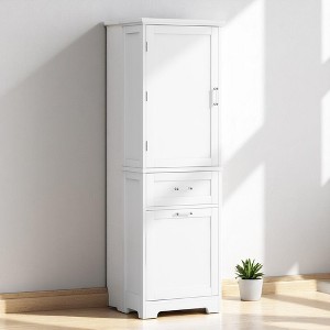 Tall Bathroom Storage Cabinet with 2 Drawers and 1 Door, Freestanding MDF Cabinet with Adjustable Shelf, Anti-Tip Device - 1 of 4