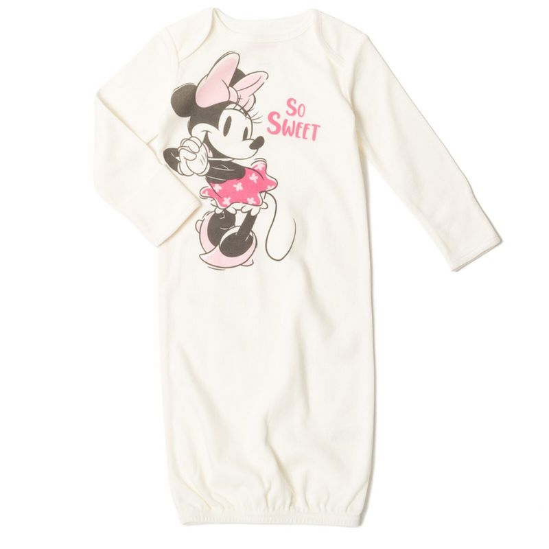 Disney Minnie Mouse Baby Girls 2 Pack Long Sleeve Swaddle Sleeper Gowns Newborn, 3 of 9