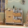 Natural Rattan Storage Cabinet with 2 Flip Drawers, Wooden Entry Way Shoe Cabinet with Storage with Adjustable Shelf and Metal Legs - 4 of 4