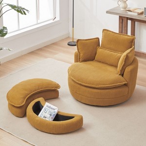 NicBex Modern Accent Chair with Moon Storage Ottoman Loveseat Circle Swivel Barrel Chairs Comfy Reclining Chair Sofa with 4 Pillows - 1 of 4