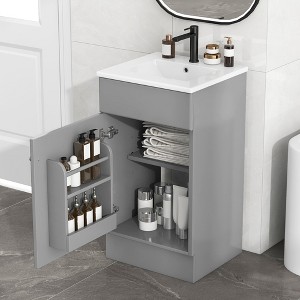 KWPZQEB 18" Bathroom Vanity with Sink, Modern Bathroom Storage with Door Shelf and Adjustable Shel, Bathroom Cabinet Vanity for Small Space - 1 of 4