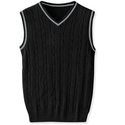 Allegra K Women's Cable Knit Crop Sweater Vest Deep V-neck