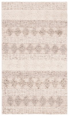 Ivory Braided Hand-tufted Wool Rectangular Area Rug 3' x 5'