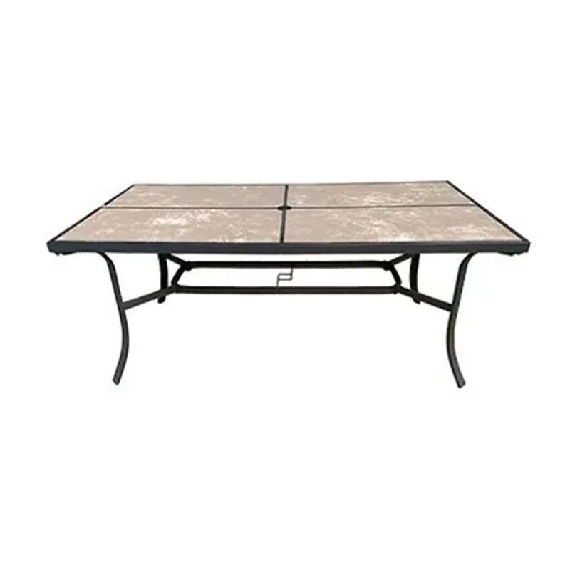 Four Seasons Courtyard Campton Hills 70" Rectangular Steel Frame Dining Table Outdoor Backyard Garden or Patio Furniture with Glass Tabletop, Gray, 1 of 7