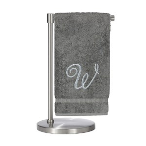 BC BARE COTTON Monogrammed Bath Towel, Personalized Gift, 27 x 54 inches - Set of 2 - Gray - Silver Script - 1 of 1
