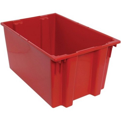Quantum Storage Systems Stack And Nest Tote, 29-1/2"W X 19-1/2"D X 15"H, Heavy Duty, 3.70 Cu. Ft. Capacity, Red Polypropylene