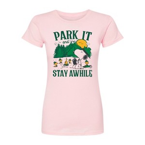 Women's - Peanuts - Park It And Stay Awhile Fitted Graphic T-Shirt - 1 of 3