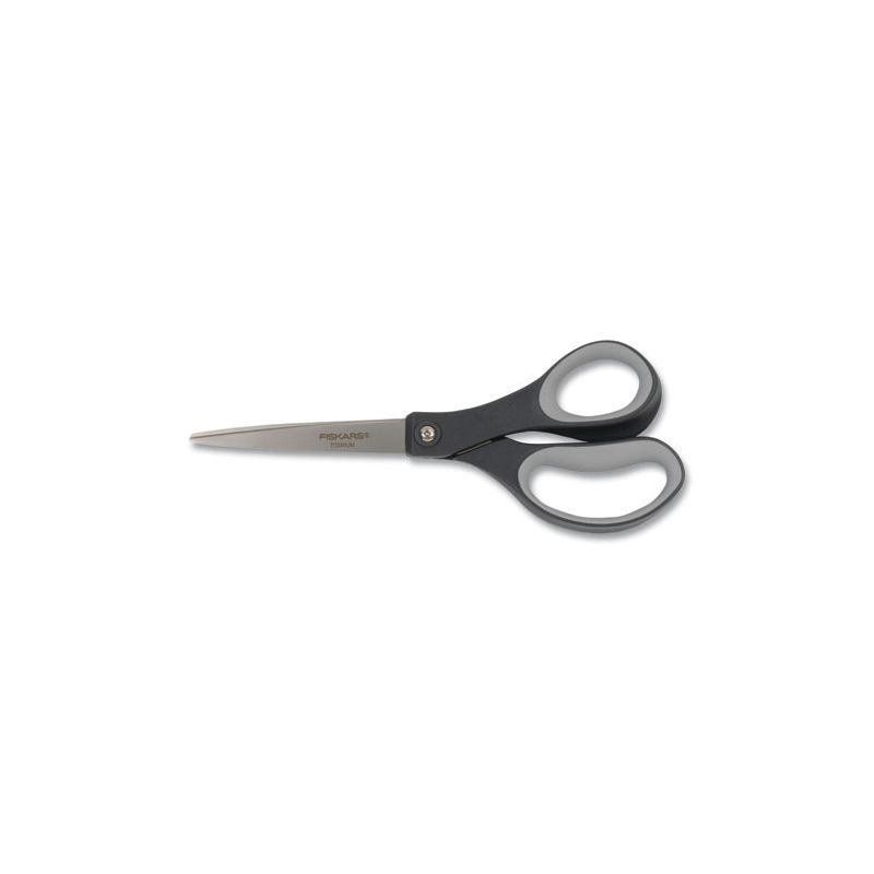 Fiskars Everyday Titanium Softgrip Scissors, 8" Long, 3.1" Cut Length, Dark Gray Straight Handle, 1 of 5