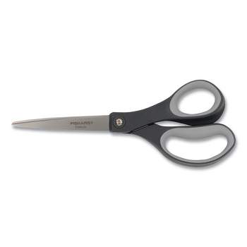 Fiskars Everyday Titanium Softgrip Scissors, 8" Long, 3.1" Cut Length, Dark Gray Straight Handle