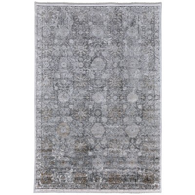 Sarrant Transitional Damask Gray/Silver/Tan Area Rug