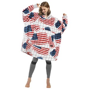Catalonia Woman Blanket Hoodie Oversized Sweatshirt, Comfy Fleece Pullover Longe Sleeve, One Size Fits All, Gift Woman Wife - 1 of 4