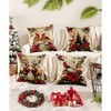 Christmas Throw Pillow Covers 18x18 Set of 4,Vintage American Linen Pillow Cases Cardinal Birds Tree - 2 of 4