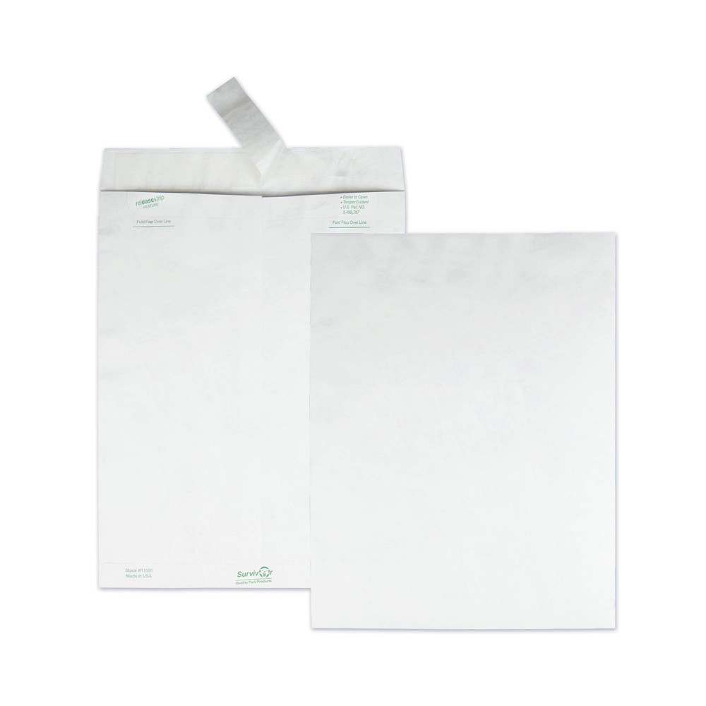 Quality Park Flap-Stik Open-end Envelopes Catalog - #13 1/2 - 10  Width x 13  Length - 14 lb - Peel & Seal - Tyvek - 50 / Box - White