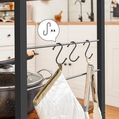 Rustic Brown and Black Kitchen Island with Metal Frame and Shelves